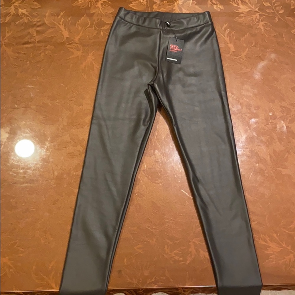 Leather leggings grey